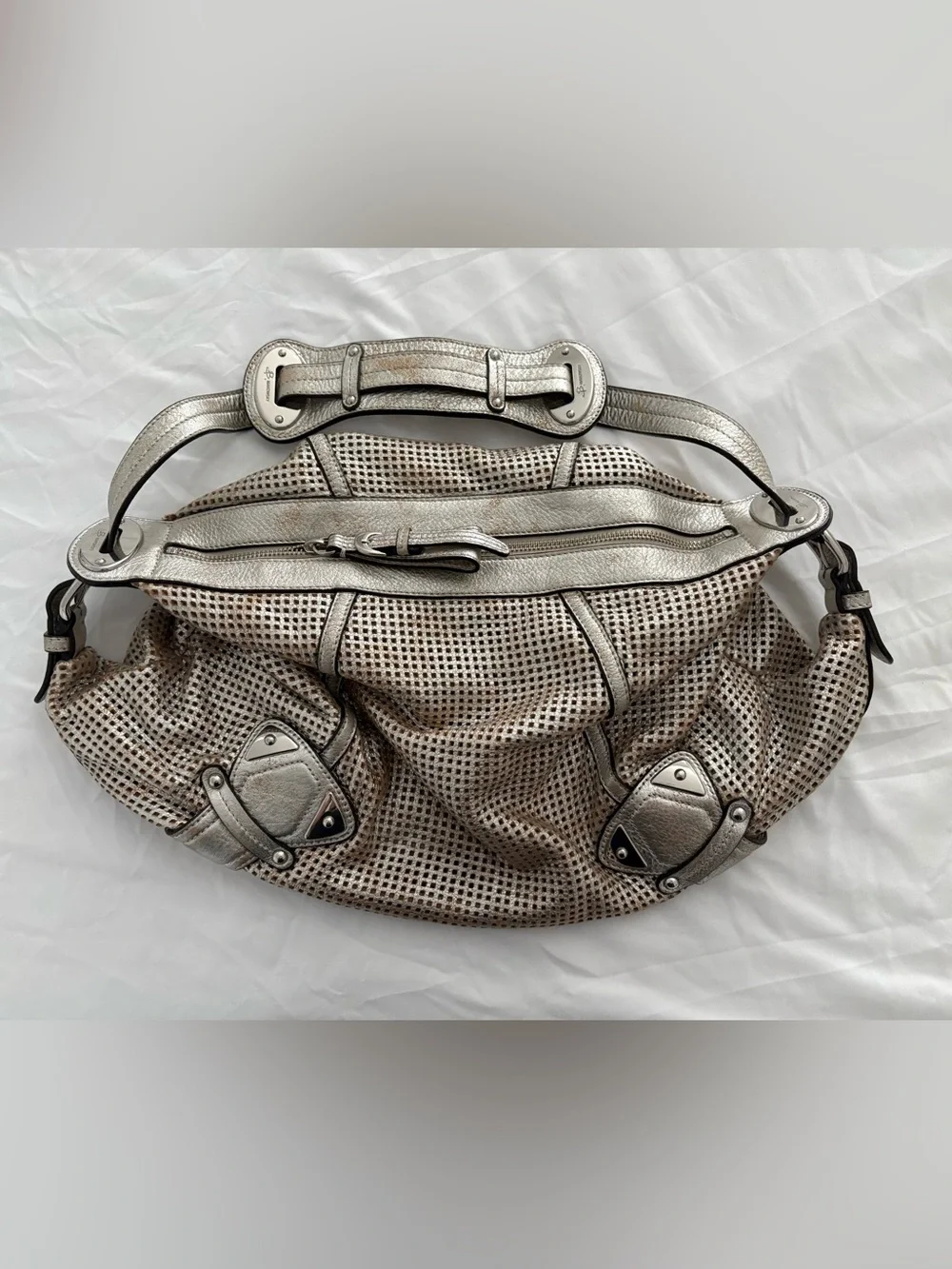 b. makowsky Metallic Soft Light Hobo Bag - Silver / Copper